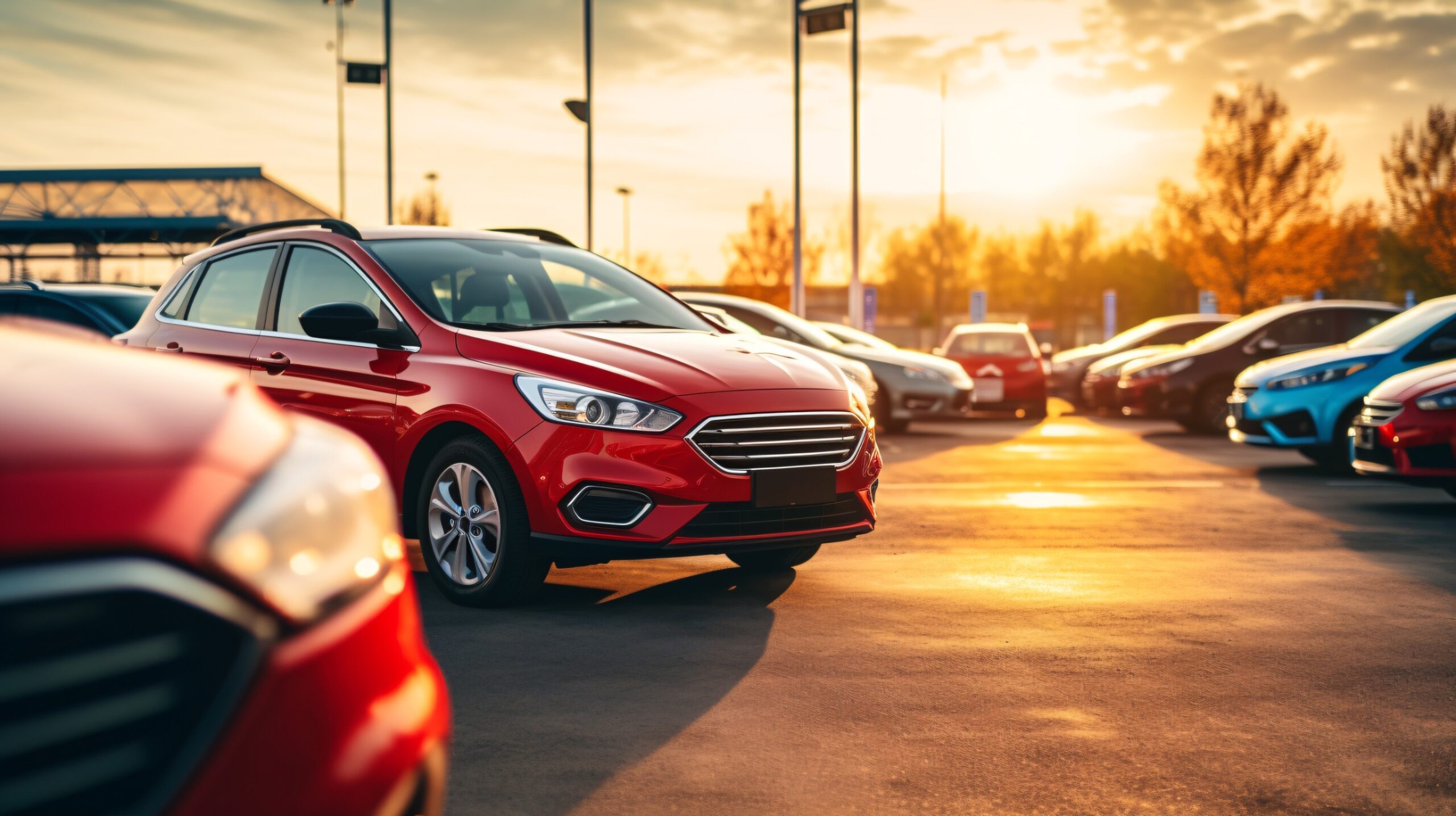 voiture rouge parking
